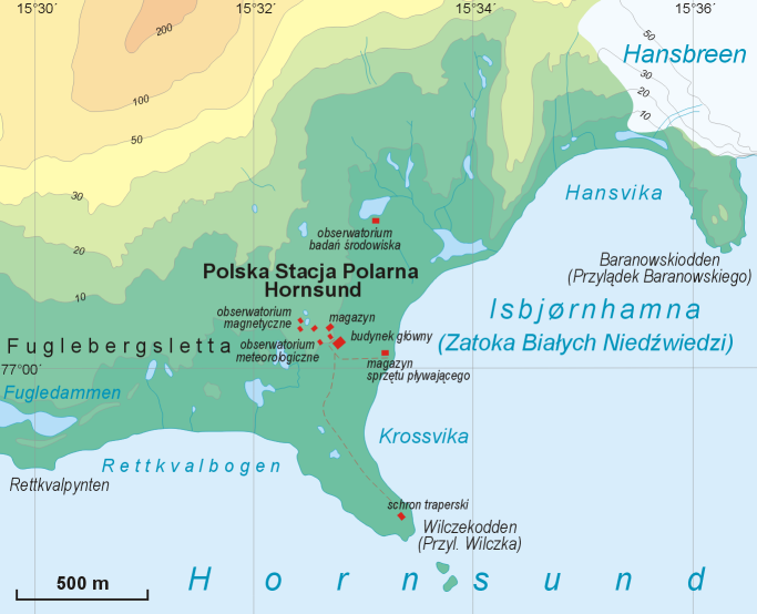 Przylądek Baranowskie na mapie południowego Spitsbergen. Źródło: Aotearoa, CC BY 3.0 https://creativecommons.org/licenses/by/3.0, via Wikimedia Commons